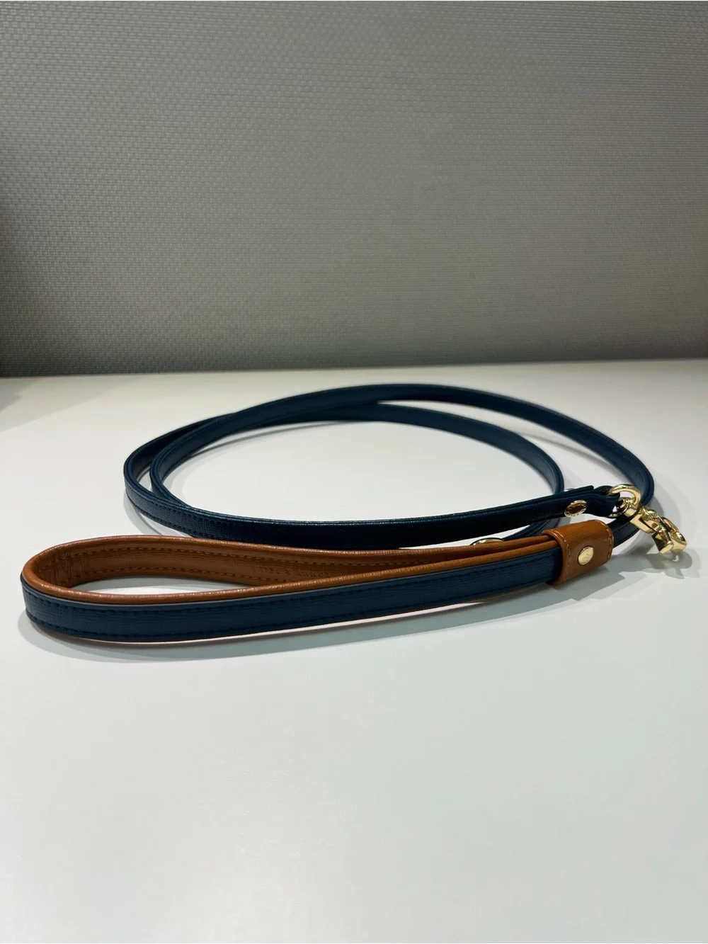 TOMMY & BELLA Blue Brown Leather Dog Leash